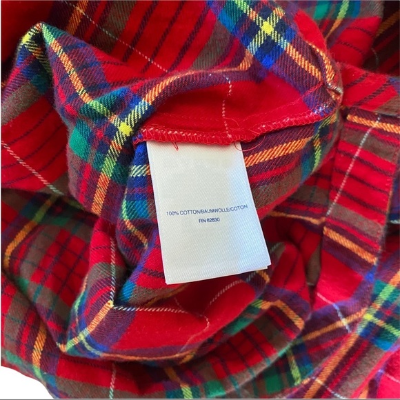 Land’s End Button Front Super Soft Cotton Red Green Orange Plaid Shirt Men’s LT - Picture 11 of 11